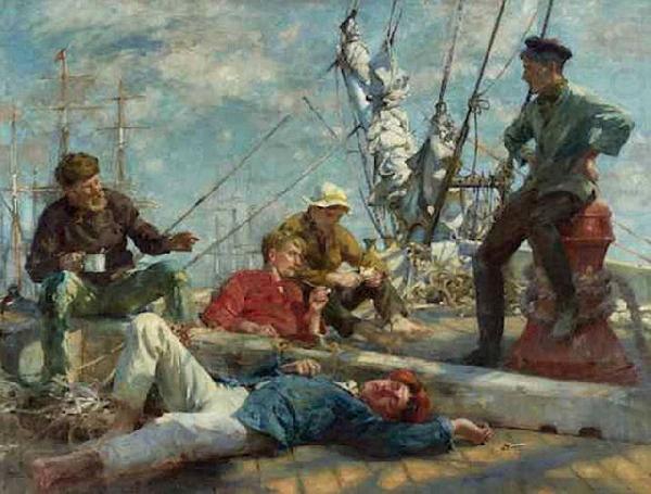 Henry Scott Tuke The midday rest sailors yarning china oil painting image